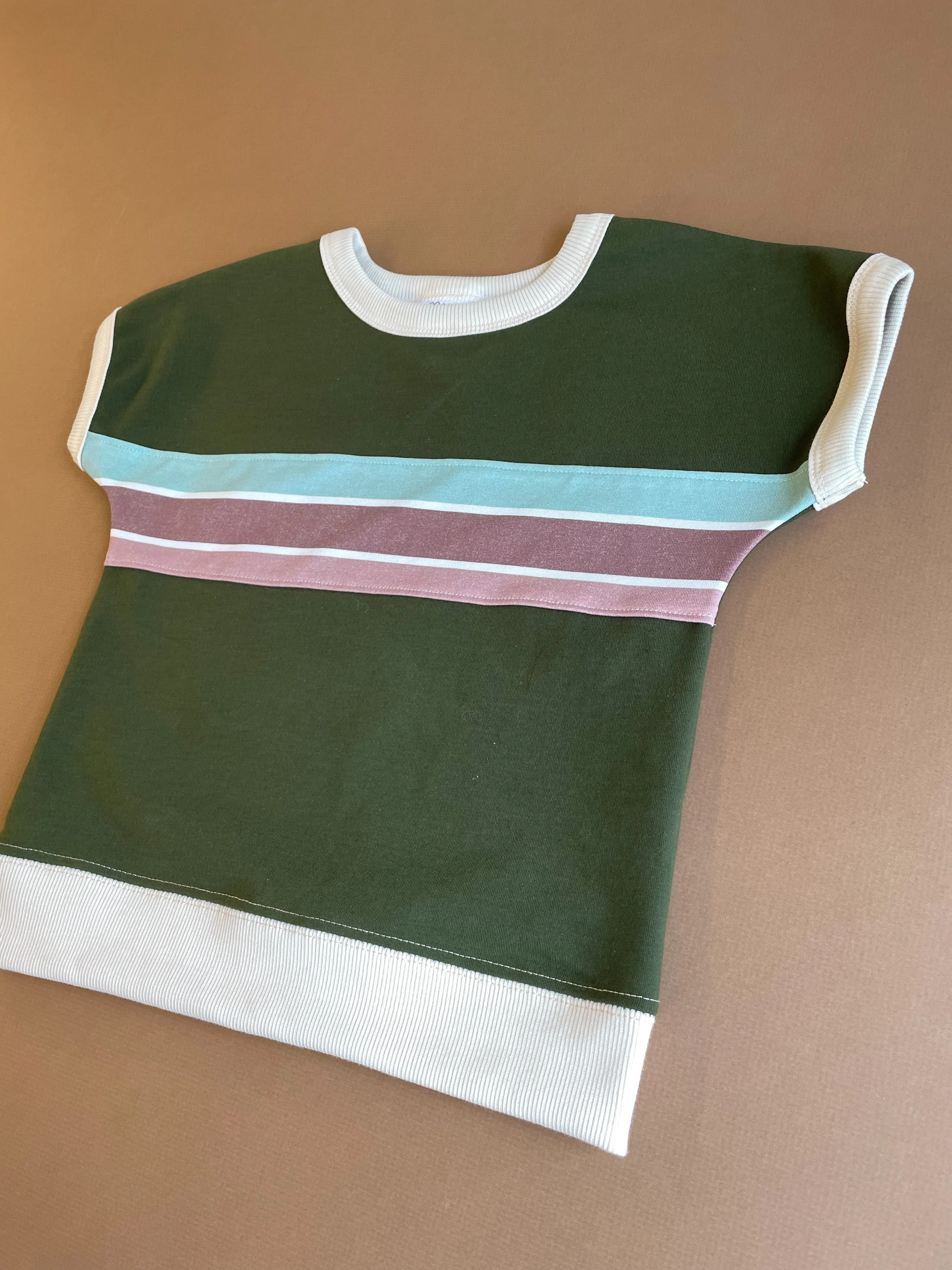 Zion Kids Retro Meadow Striped Applique Organic Dolman Tee