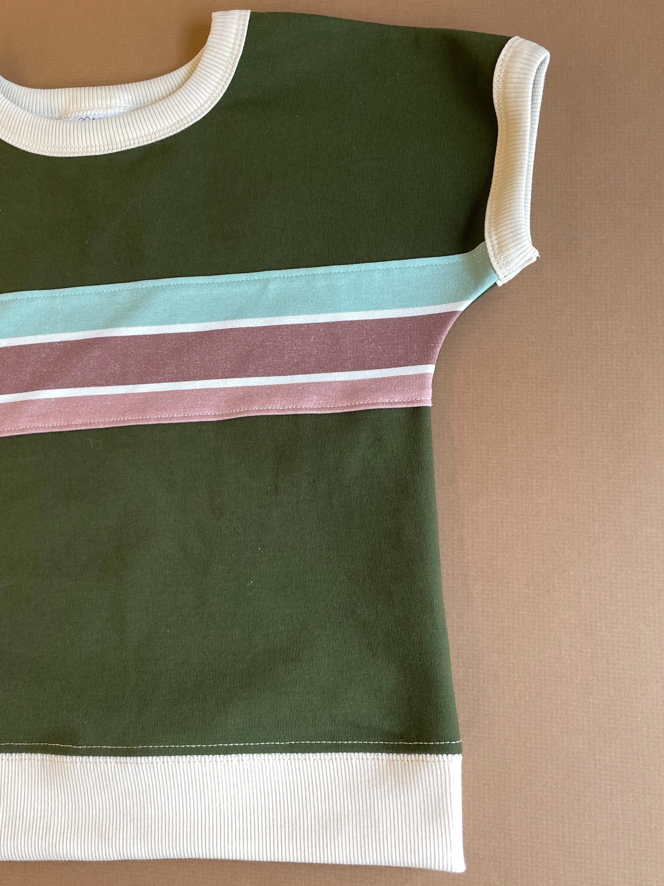 Zion Kids Retro Meadow Striped Applique Organic Dolman Tee